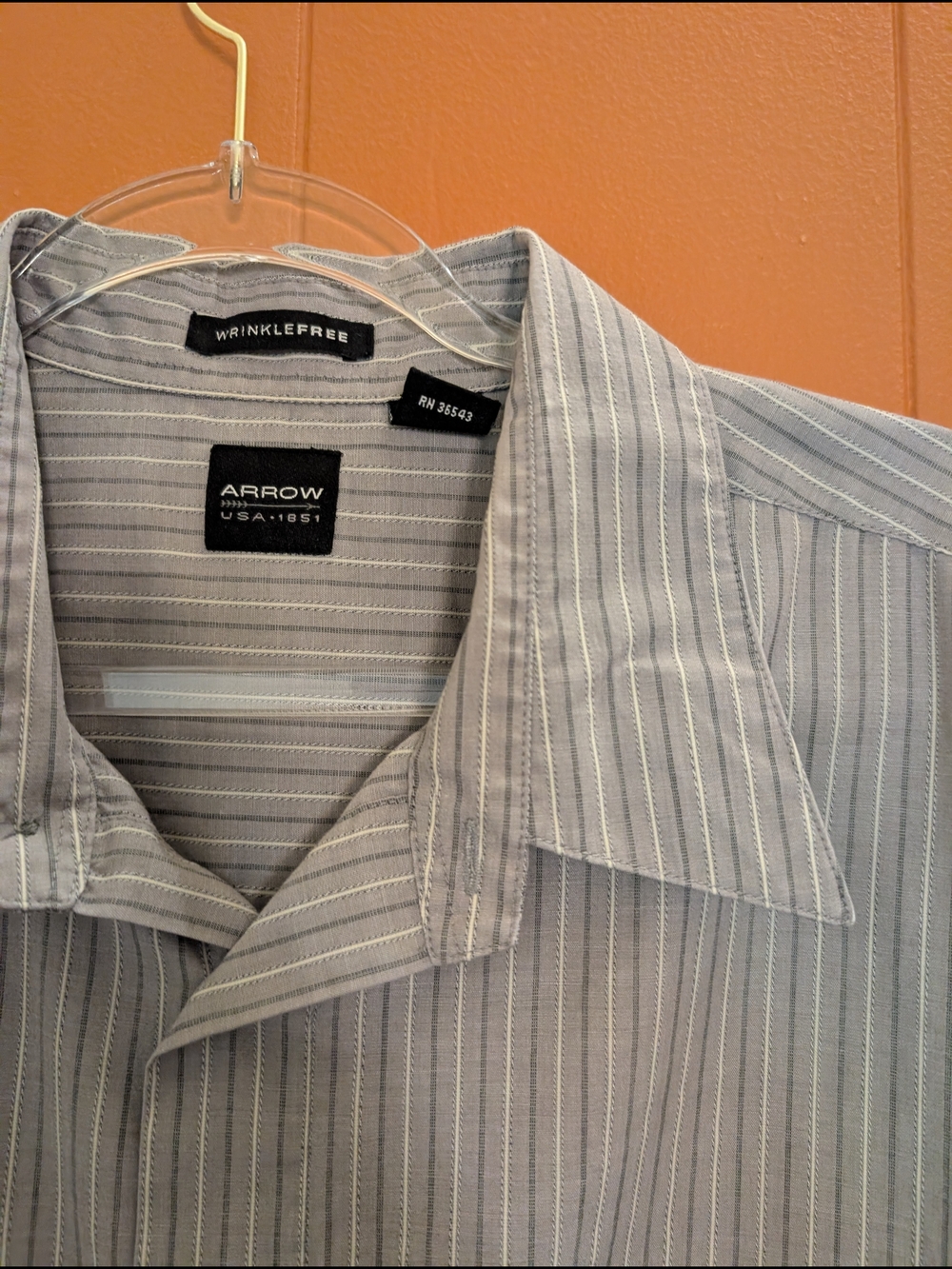 Arrow Wrinkle Free Button Front Shirt Men's XL Gray Striped Short Sleeve Dress S
